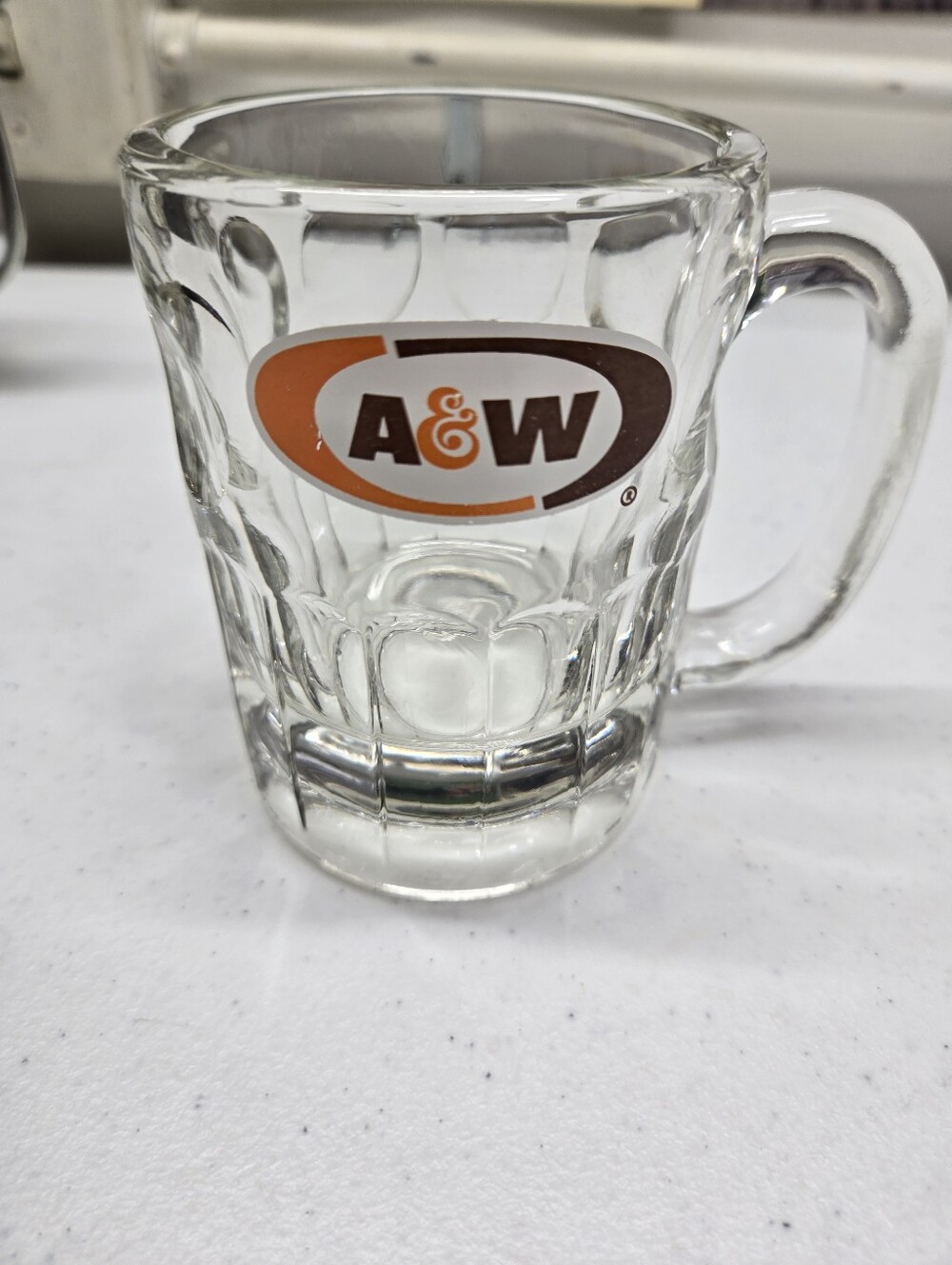 Vintage A&W Root Beer Soda Mug 4.5 Inches Tall Dimple Sides Very Good Condition